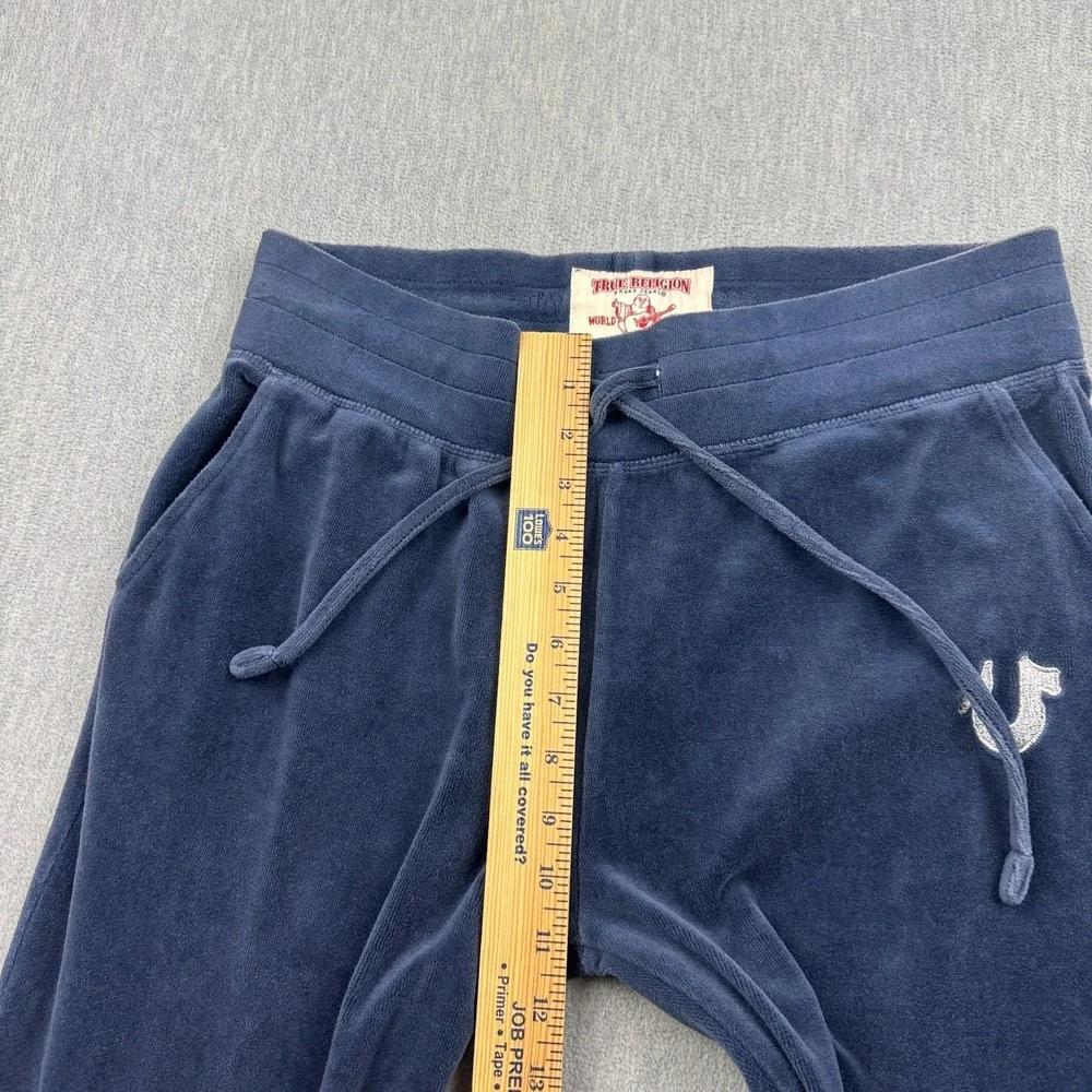 True Religion Pants Mens Medium‎ Blue Velour Velvet Joggers Sweatpants Lounge